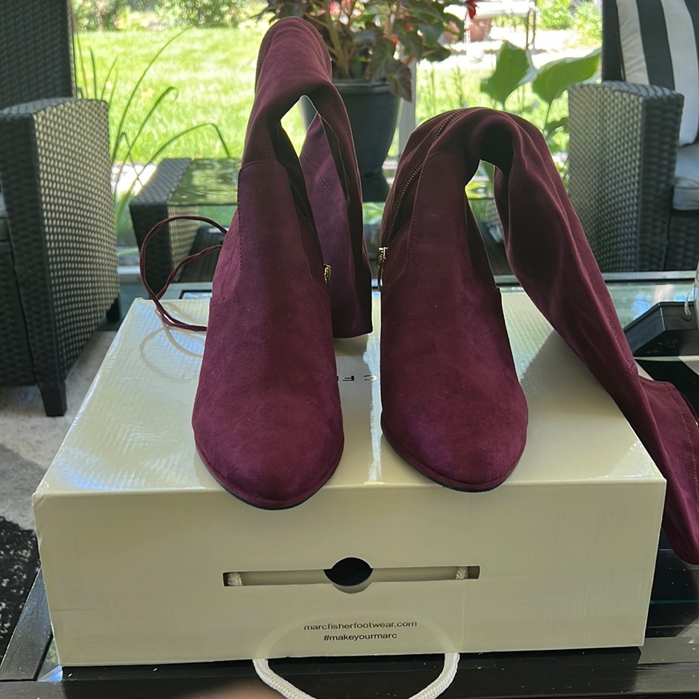 Marc Fisher burgundy suede over the knee boot size 10 M